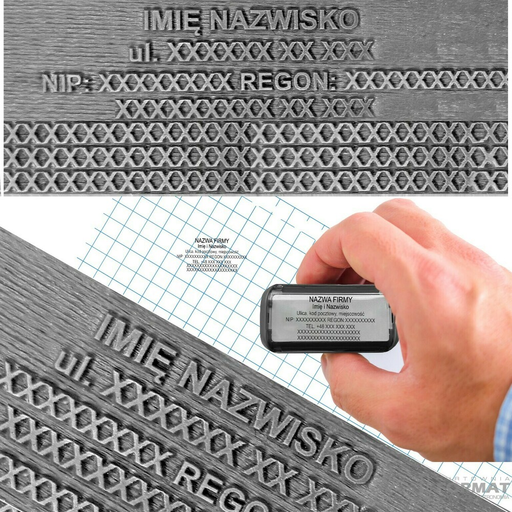 GUMKA DO PIECZĄTKI PIECZĄTEK DO 8 LINII Z TEKSTEM DO AUTOMATU 59x25mm 1