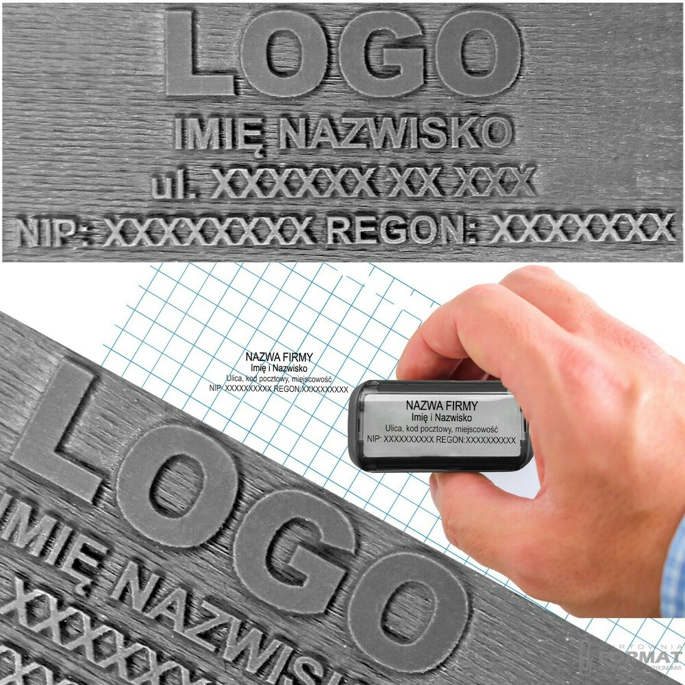 GUMKA DO PIECZĄTKI PIECZĄTEK DO 4 LINII Z TEKSTEM DO AUTOMATU 38x14mm 1