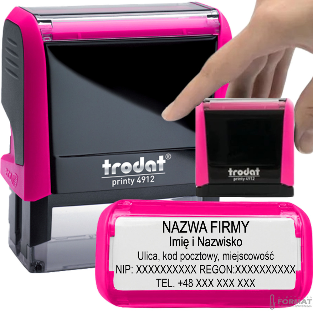 PIECZĄTKA TRODAT 4912 DO 6 LINII RÓŻOWA NEON 1