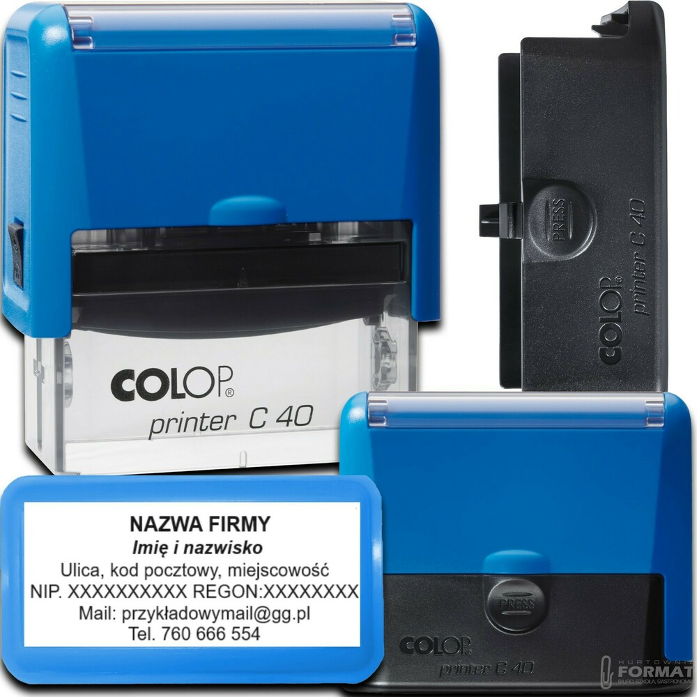 COLOP C40 Pieczątka do 8 wersów FIRMOWA LEKARSKA IMIENNA BIUROWA - kolory 1