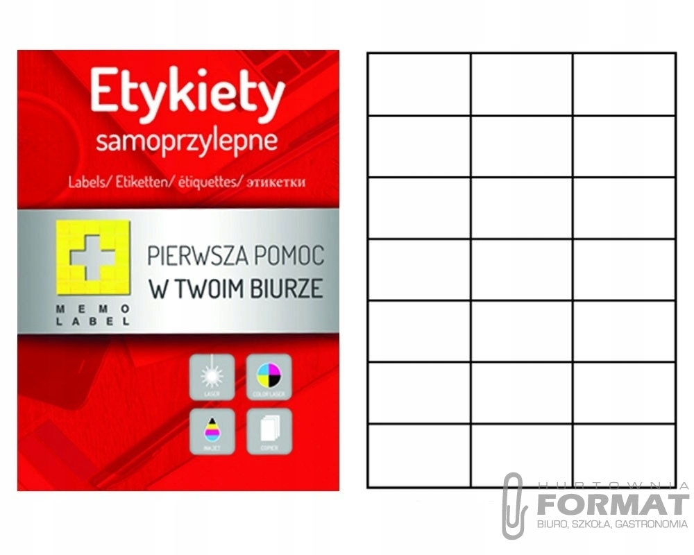 ETYKIETY SAMOPRZYLEPNE A4 100 ARKUSZY 70 x 42,3 mm 1