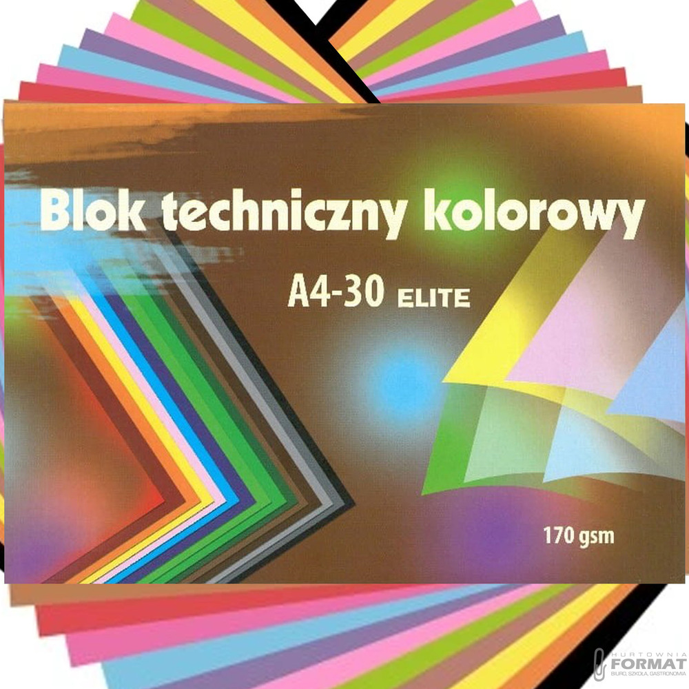 BLOK TECHNICZNY KRESKA ELITE KOLOROWY BIUROWY SZKOLNY 30 KARTEK 170g/m2 1