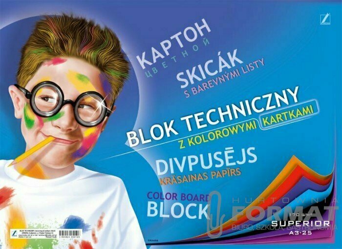 Blok techniczny kolorowy A3 170g 25 kartek Kreska 1
