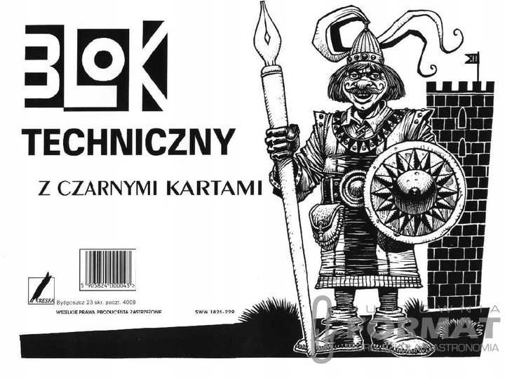 Blok techniczny czarnymi kartkami Kreska A4 10k 1