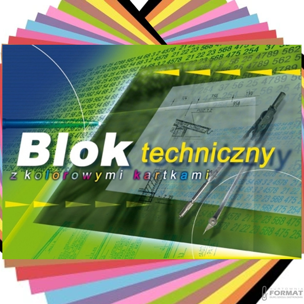 BLOK TECHNICZNY KOLOROWY KRESKA A4 10K Z KOLOROWYMI KARTKAMI KRESKA 1