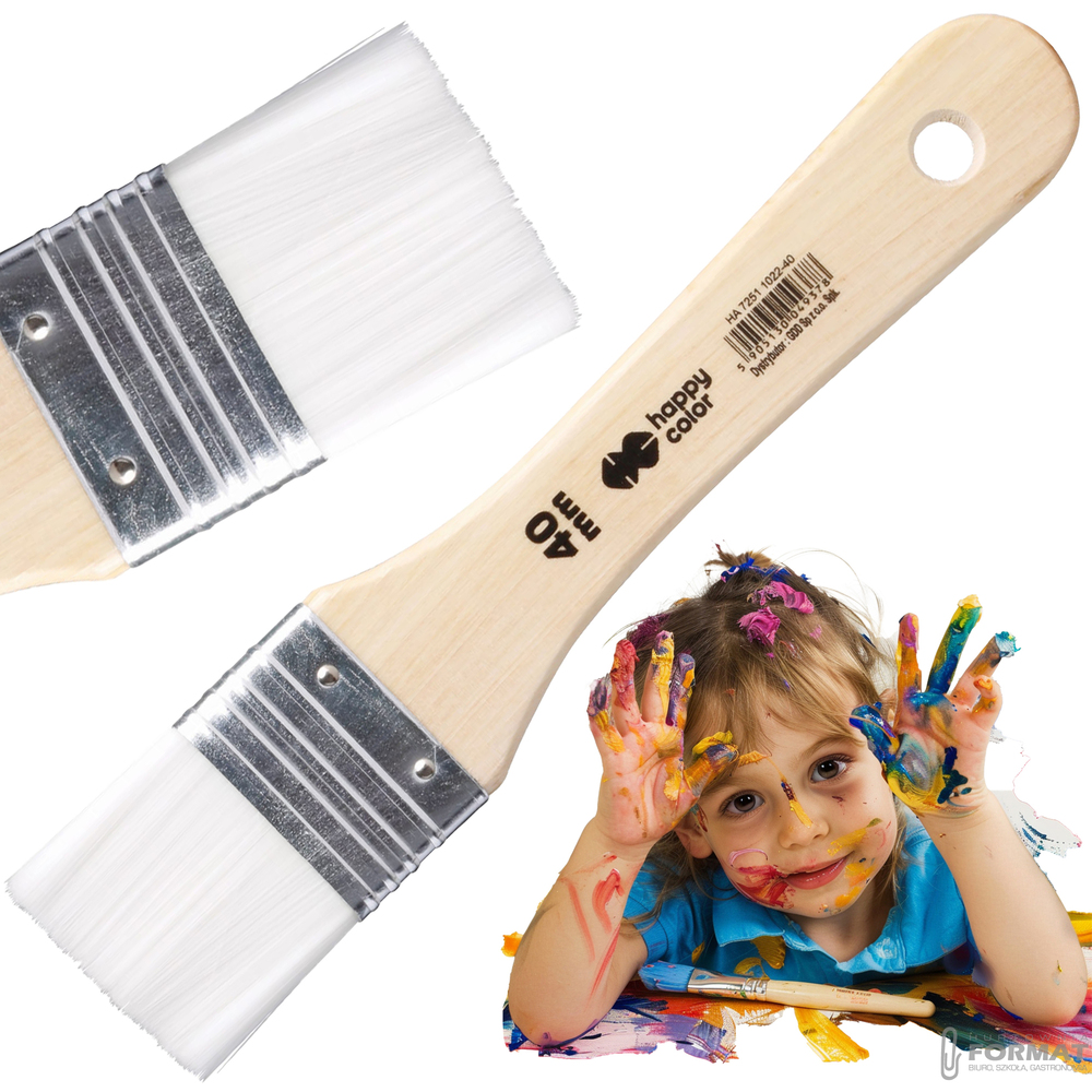 PĘDZEL NYLONOWY BIAŁY PŁASKI HOBBY HAPPY COLOR 7251 40 mm 1