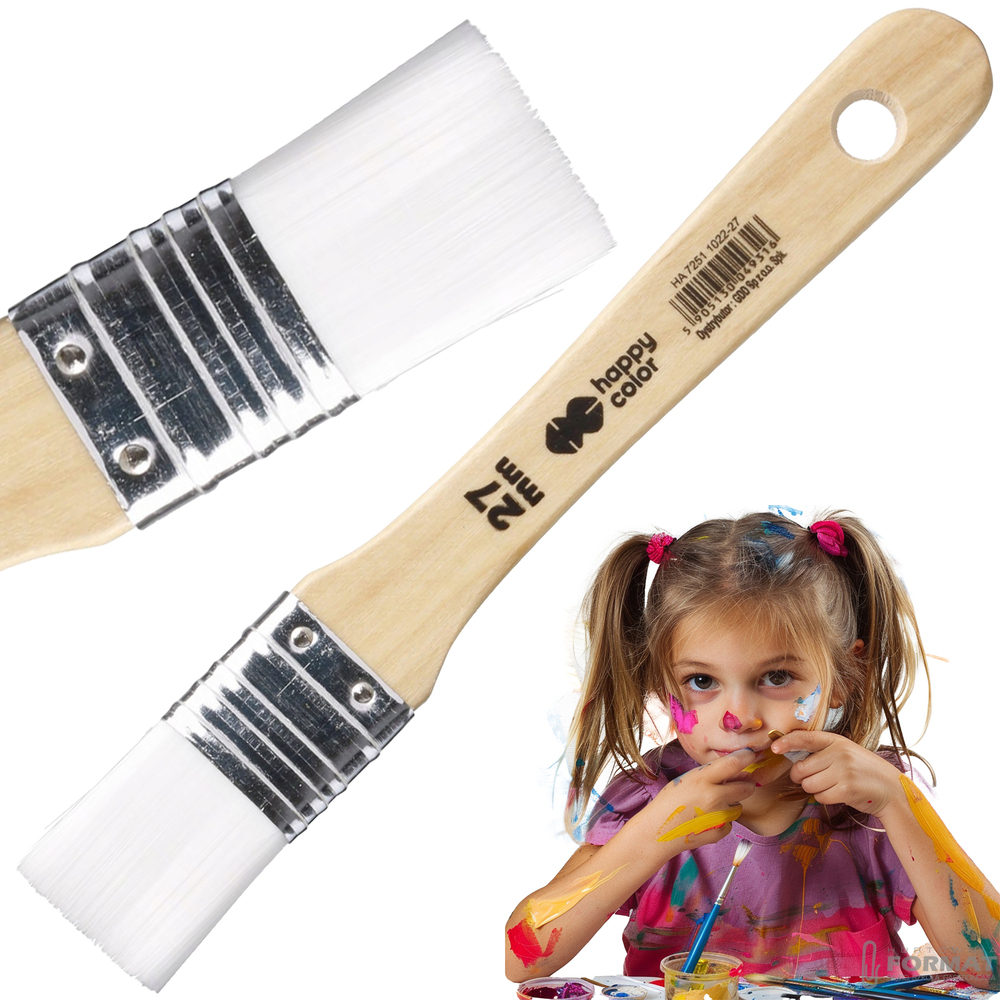 PĘDZEL NYLONOWY BIAŁY PŁASKI HOBBY HAPPY COLOR 7251 27 mm 1
