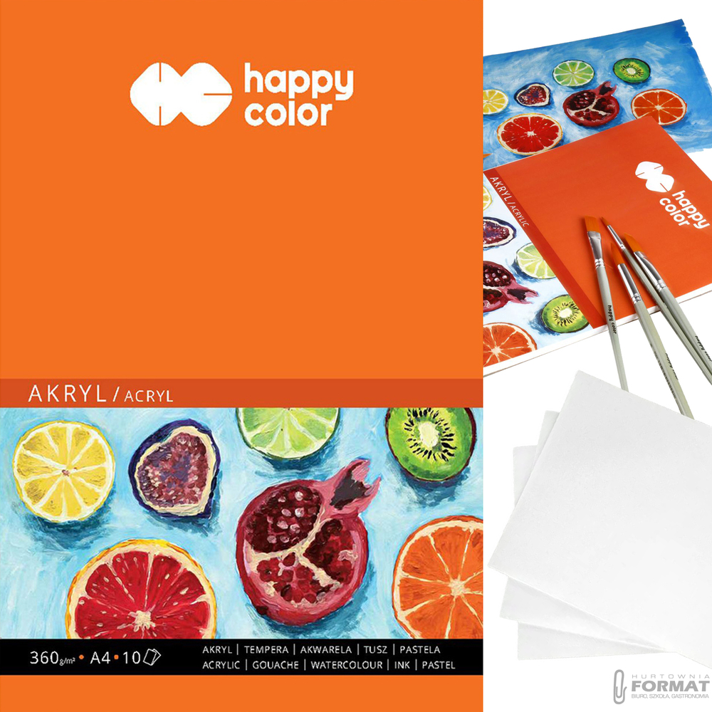 BLOK DO AKRYLU HAPPY COLOR ART BIAŁY A4 360g 10 KARTEK 1