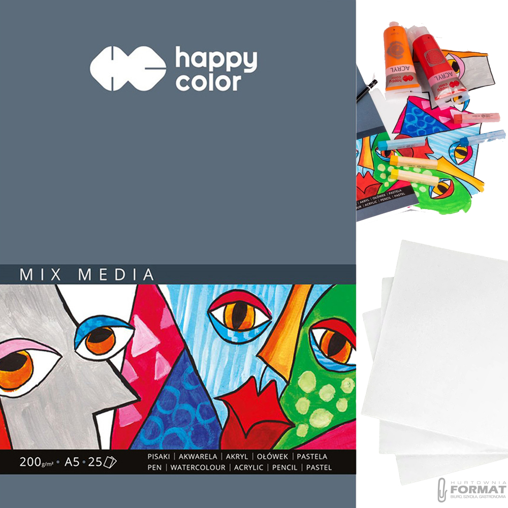 SZKICOWNIK BLOK HAPPY COLOR MIX MEDIA A5 200g 25 KARTKOWY 1