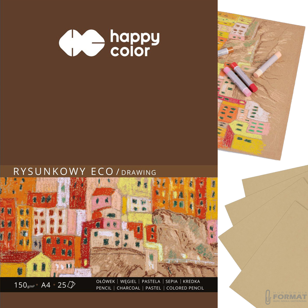 BLOK RYSUNKOWY HAPPY COLOR ECO ART OCHRA A4 150g 25 KARTEK 1