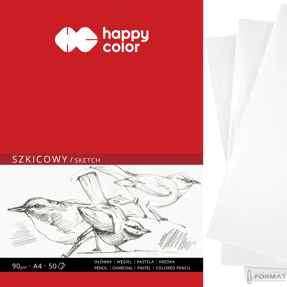 BLOK SZKICOWY HAPPY COLOR BIAŁY A4 90g 50 KARTEK 1