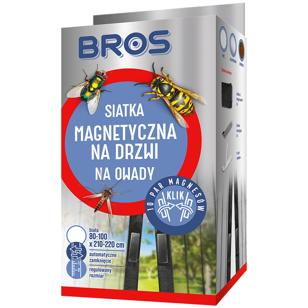 BROS SIATKA NA DRZWI MAGNETYCZNA 100*220 BIALA (16 1