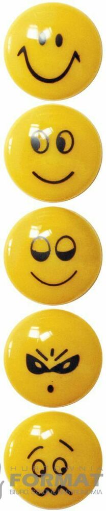 Magnes Fun&Joy Smiley okrągły pomarańczowy śr. 29mm 5 sztuk 1