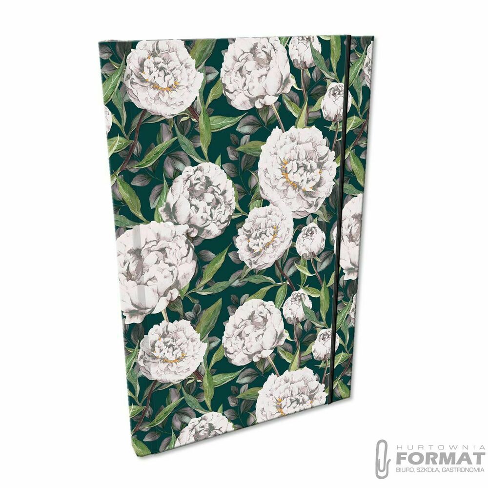 Notes A5 z gumką PEONIE w zieleni 1