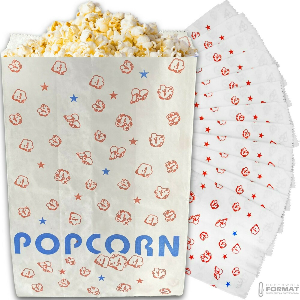 TOREBKI DUŻE OPAKOWANIA NA POPCORN PRZEKĄSKI 220x140x80mm 200szt 1