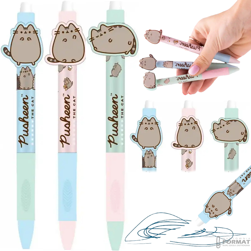 DŁUGOPIS PUSHEEN WYMAZYWALNY ŻELOWY 0,5 mm BAMBINO KOT 3 SZT 1