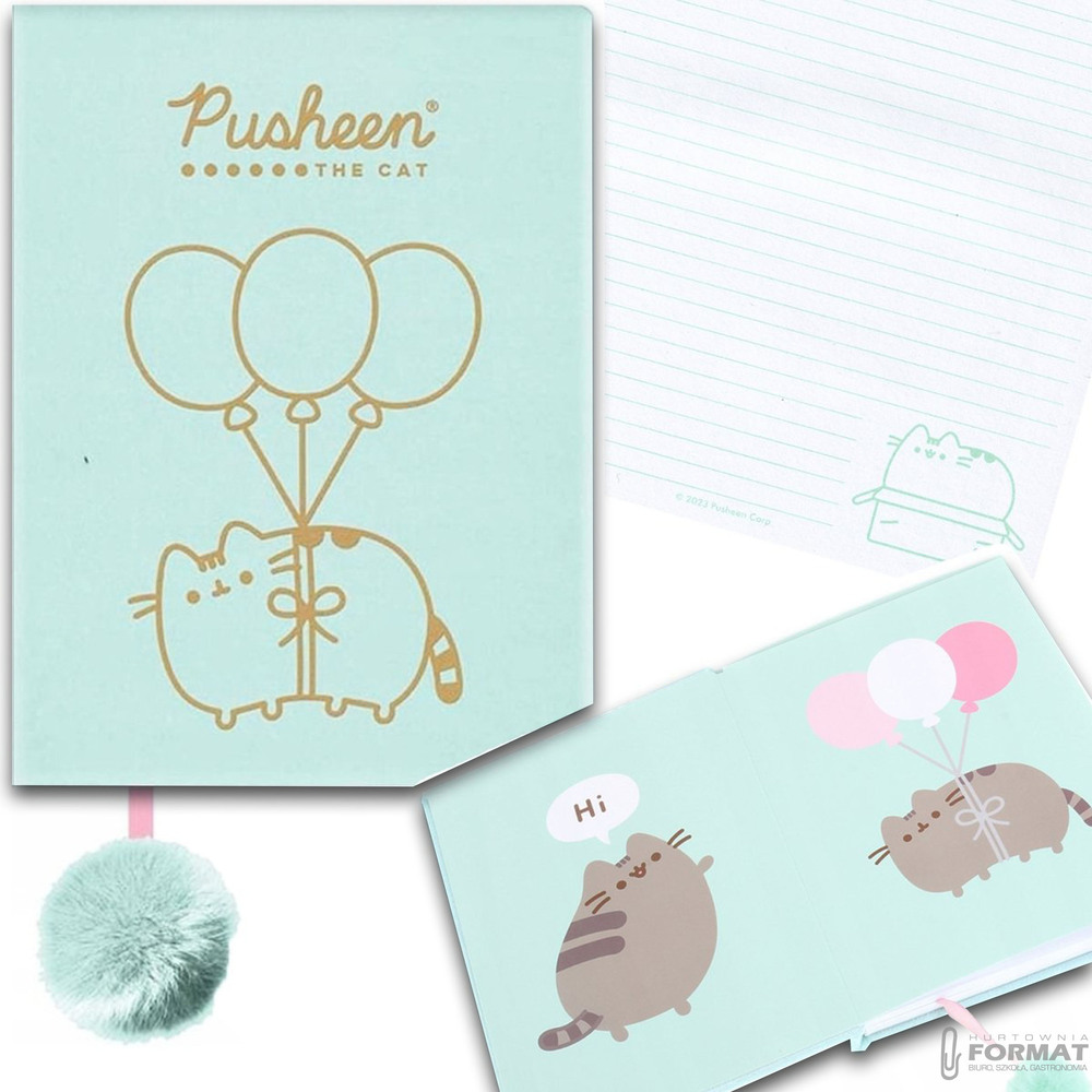 PAMIĘTNIK PLUSZOWY Z POMPONEM PUSHEEN THE CAT A5 MIĘCIUTKI NOTES MAJEWSKI 1