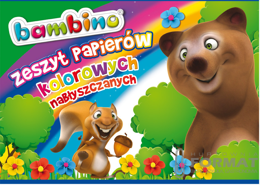 BAMBINO WYCINANKA ZESZYT PAPIERÓW KOLOROWYCH A4 1