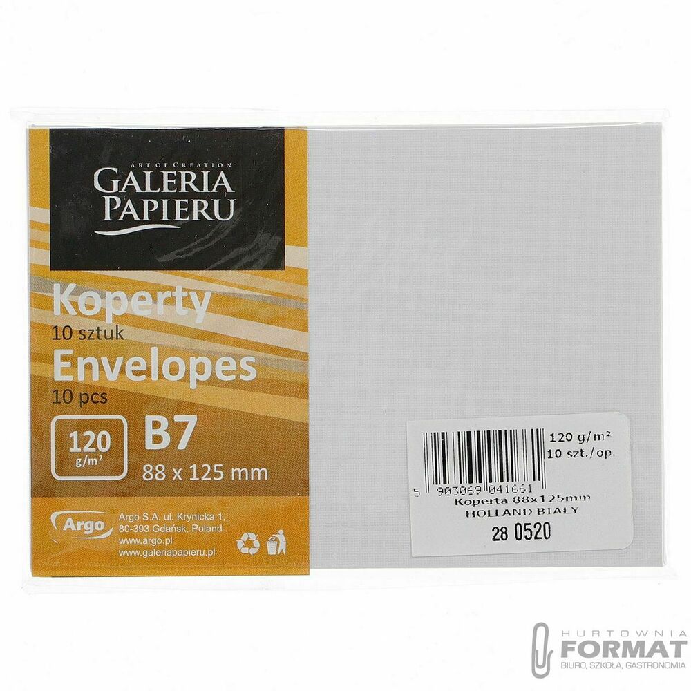 Koperta holland biały B7 biała [mm:] 88x125 (280520) 10 sztuk 1