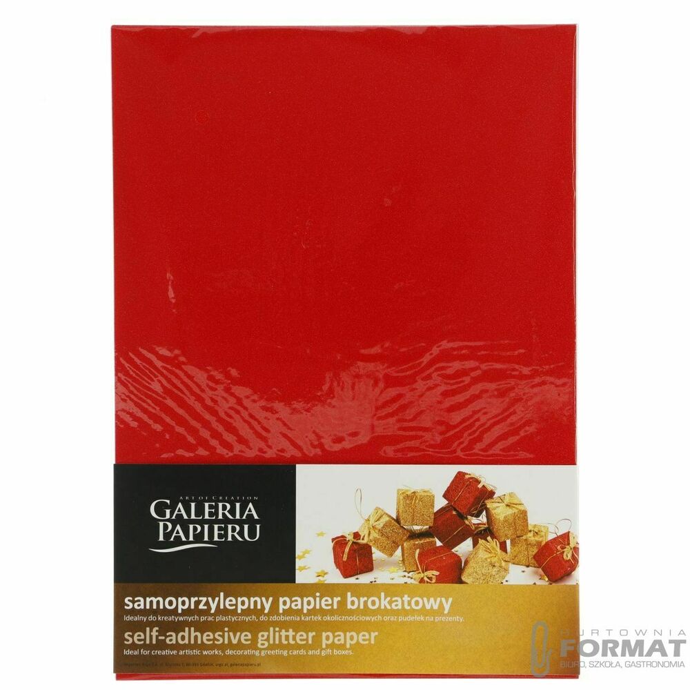 Etykieta samoprzylepna Galeria Papieru brokatowy A4 czerwony (254013) 1