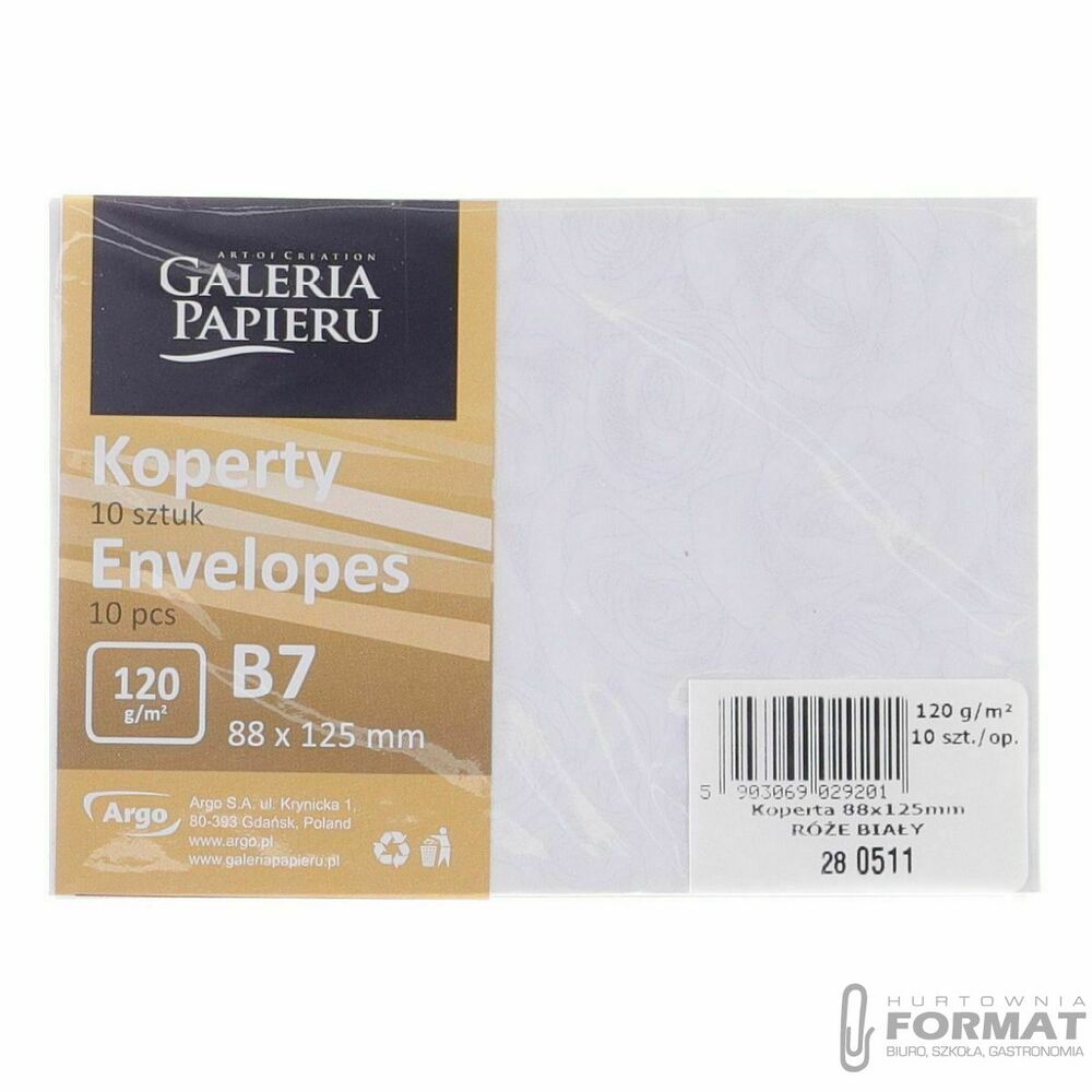 Koperta Galeria Papieru róże B7 biały [mm:] 88x125 (280511) 10 sztuk 1