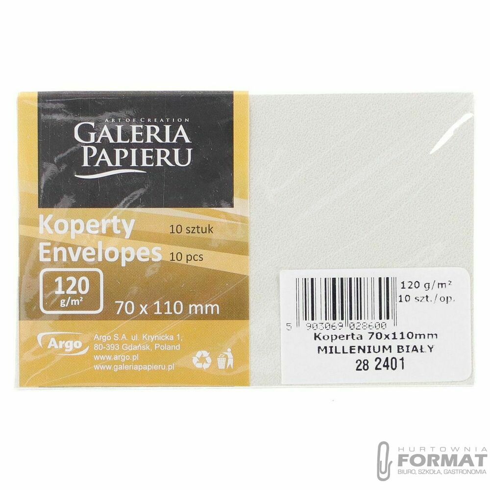Koperta Galeria Papieru millenium biały [mm:] 70x110 (282401) 10 sztuk 1