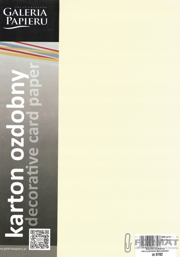 PAPIER WIZYTÓWKOWY A20 MILLENIUM KREMOWY 220G/M2 1