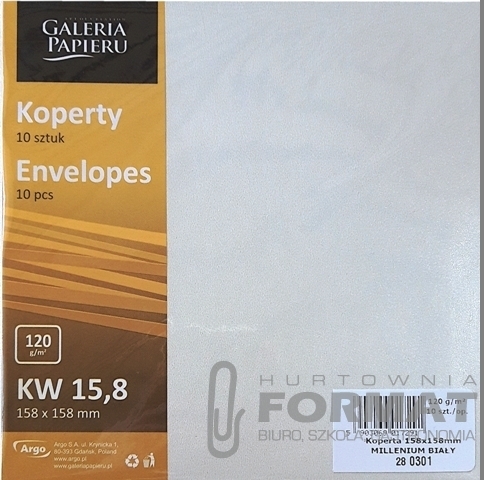 KOPERTA 15,8x15,8 MILLENIUM BIAŁY ARGO A10 282301 1