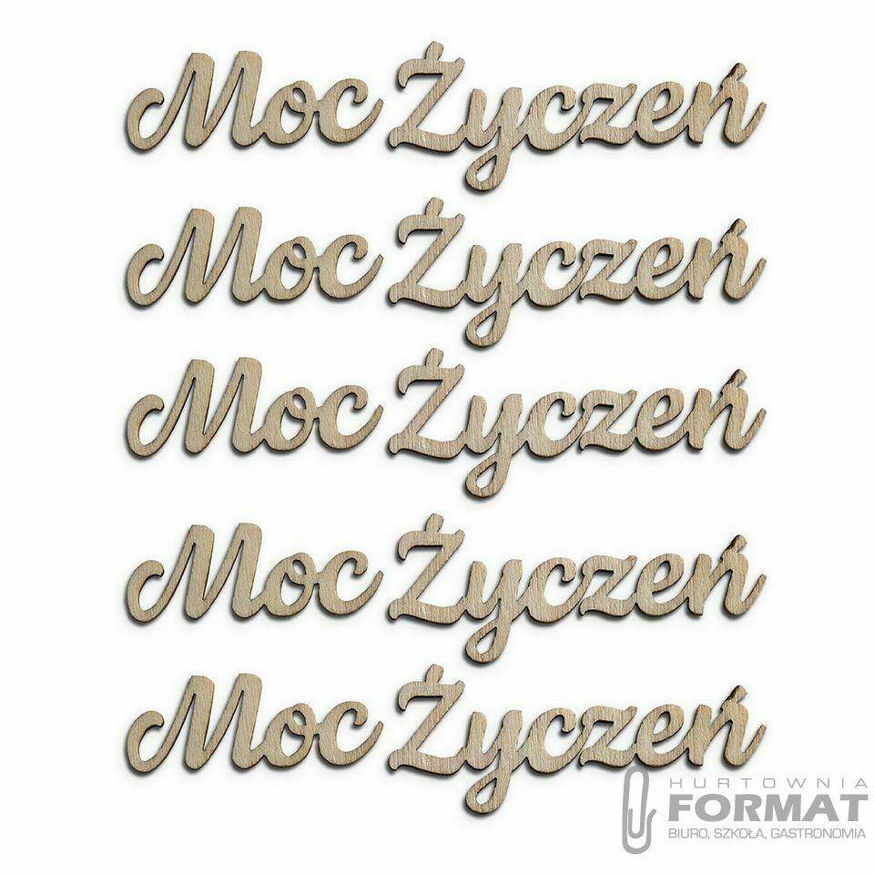 Ozdoby drewniane MOC ŻYCZEŃ 5szt 1