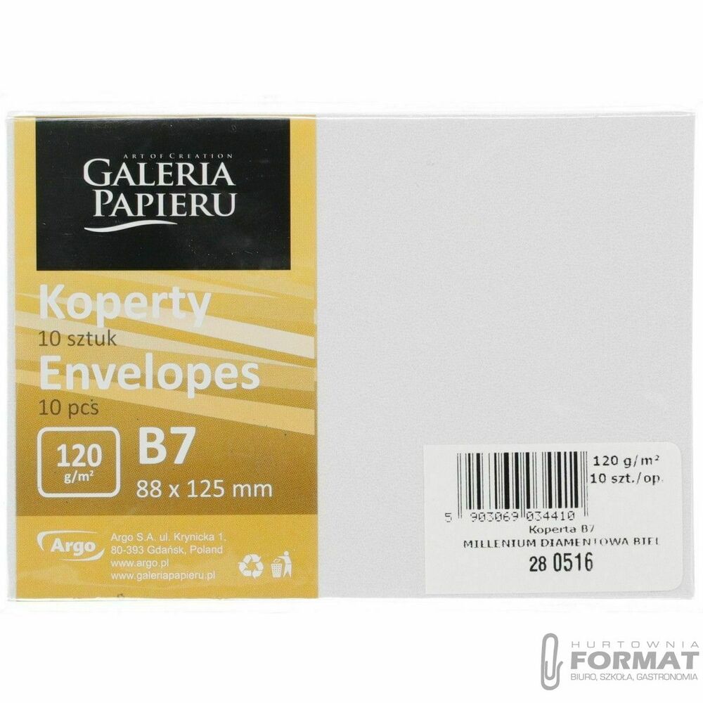 Koperta Galeria Papieru millenium diamentowa biel B7 biały diamentowy (280516) 10 sztuk 1