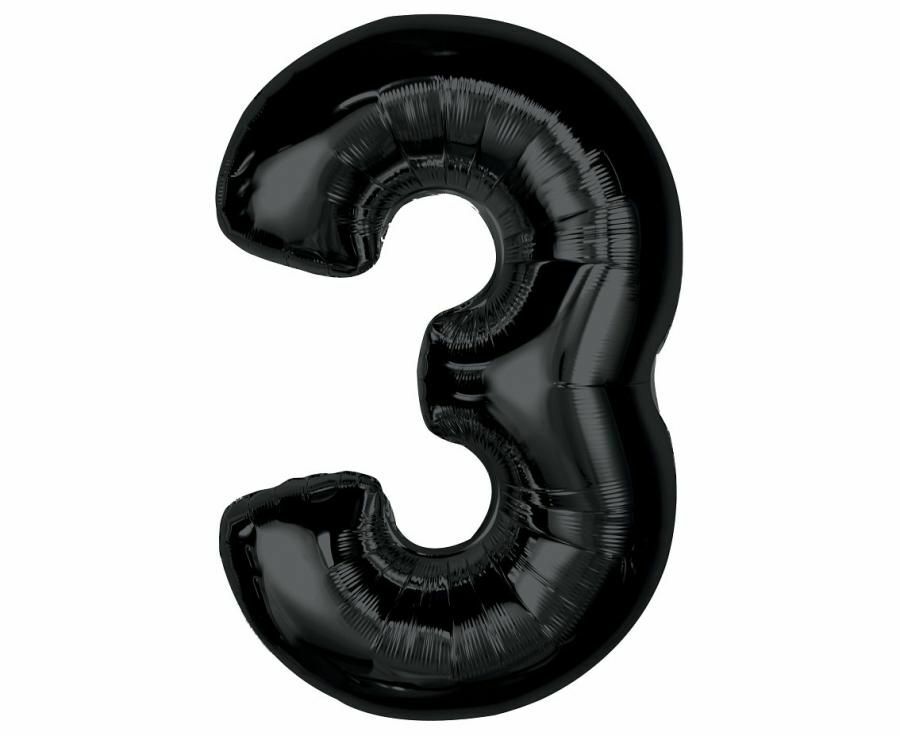 #BFC25 Balon foliowy Smart, cyfra 3, czarna, 92 cm 1