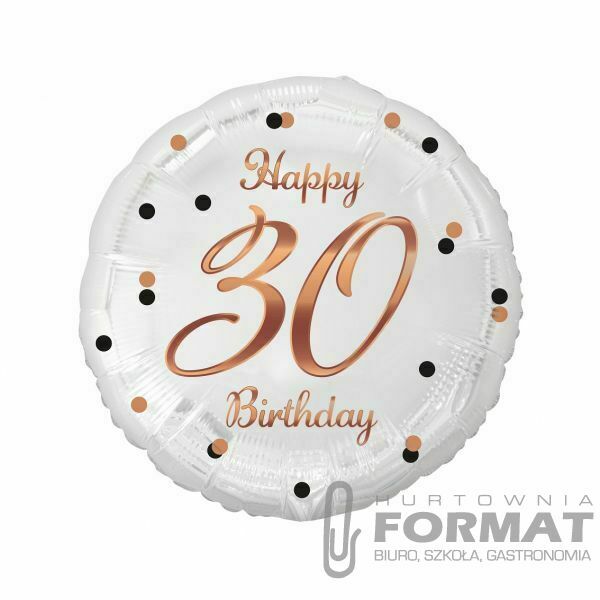 Balon foliowy B&C Happy 30 Birthday, biały, nadruk 1