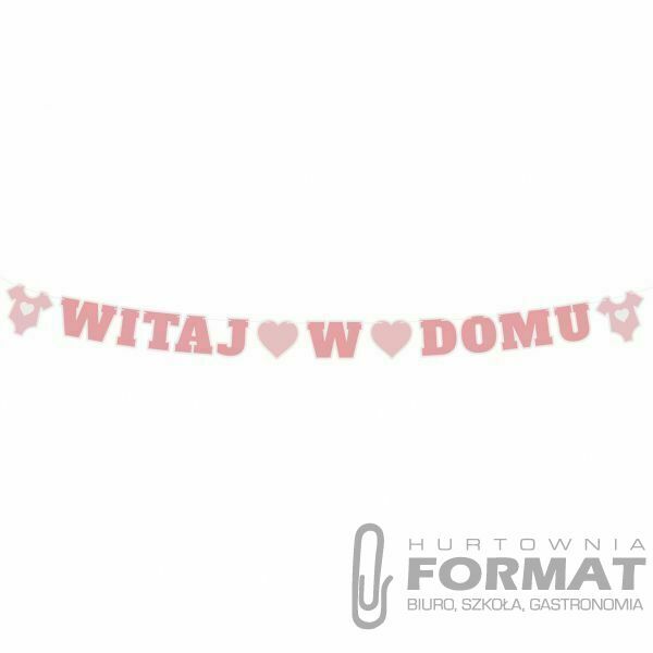 Girlanda papierowa B&G Witaj w domu, różowa, 280 c 1