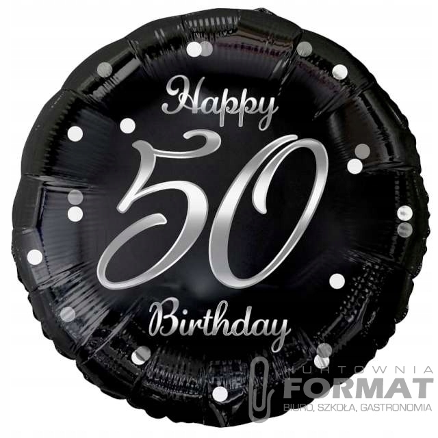 Balon foliowy B&C Happy 50 Birthday 18" nad. srebr 1