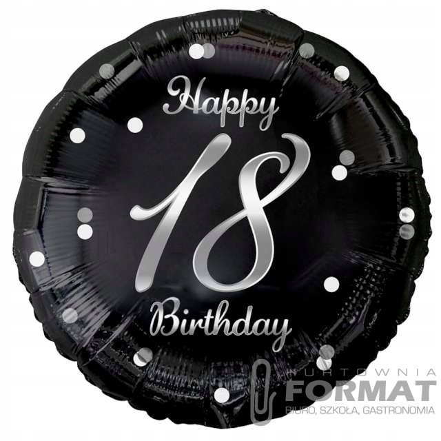 Balon foliowy B&C Happy 18 Birthday 18" nad. srebr 1
