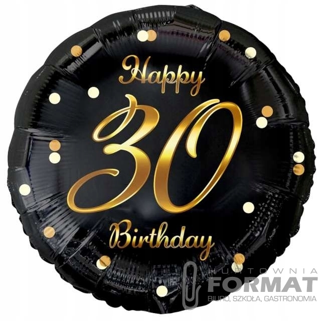 Balon foliowy B&C Happy 30 Birthday 18" nad. złoty 1