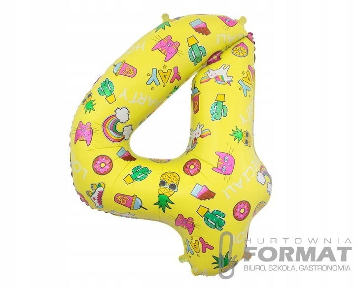 Balon foliowy CYFRA 4, obrazki, 78 cm 1