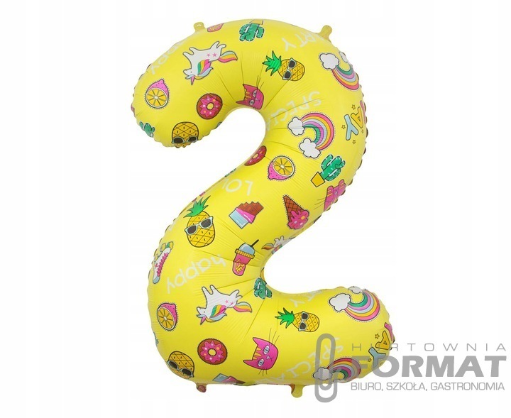 Balon foliowy Cyfra 2, obrazki, 78 cm 1