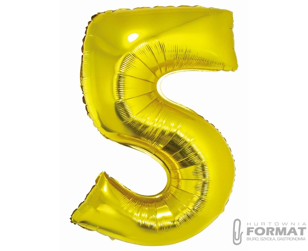 Balon foliowy Smart, Cyfra 5, złota, 76 cm 1