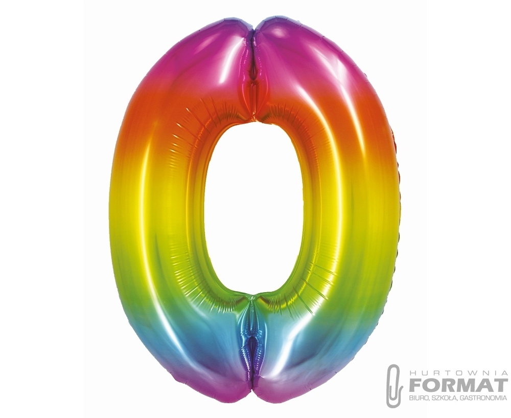 Balon foliowy Smart, Cyfra 0, tęczowa, 76 cm 1