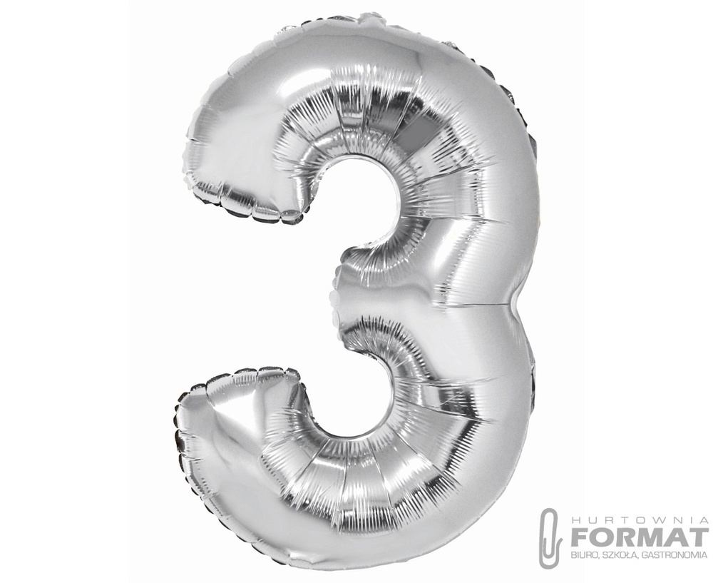 Balon foliowy Smart, Cyfra 3, srebrna, 76 cm 1