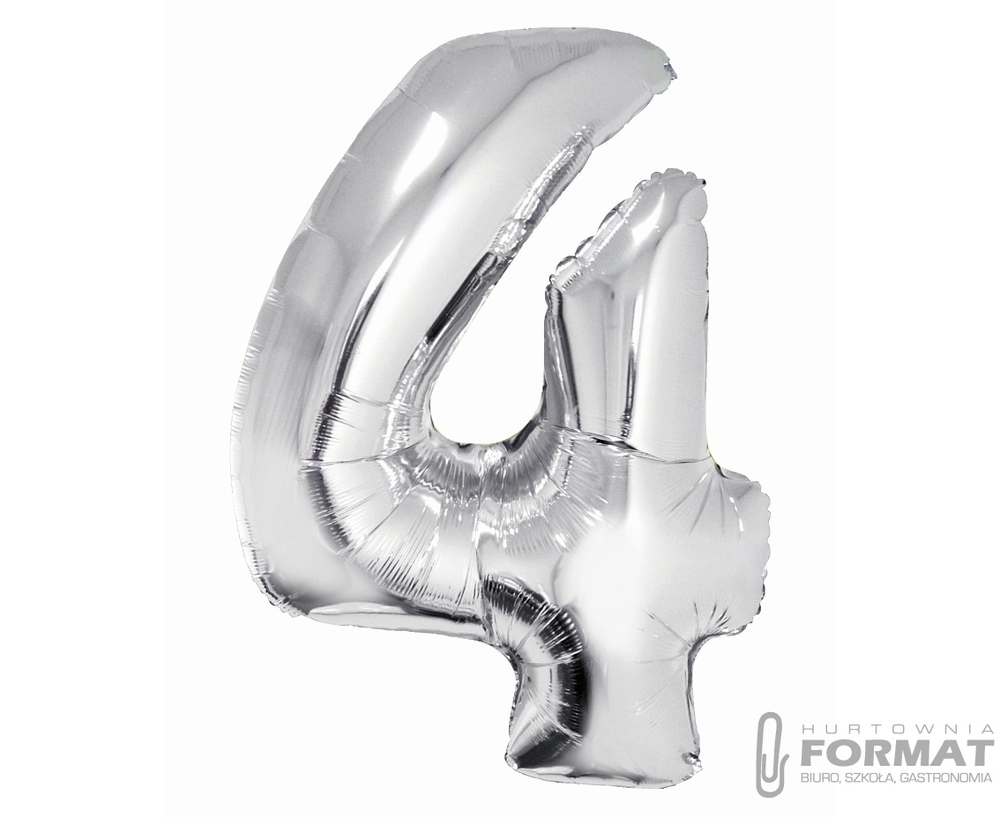 Balon foliowy Smart, Cyfra 4, srebrna, 76 cm 1