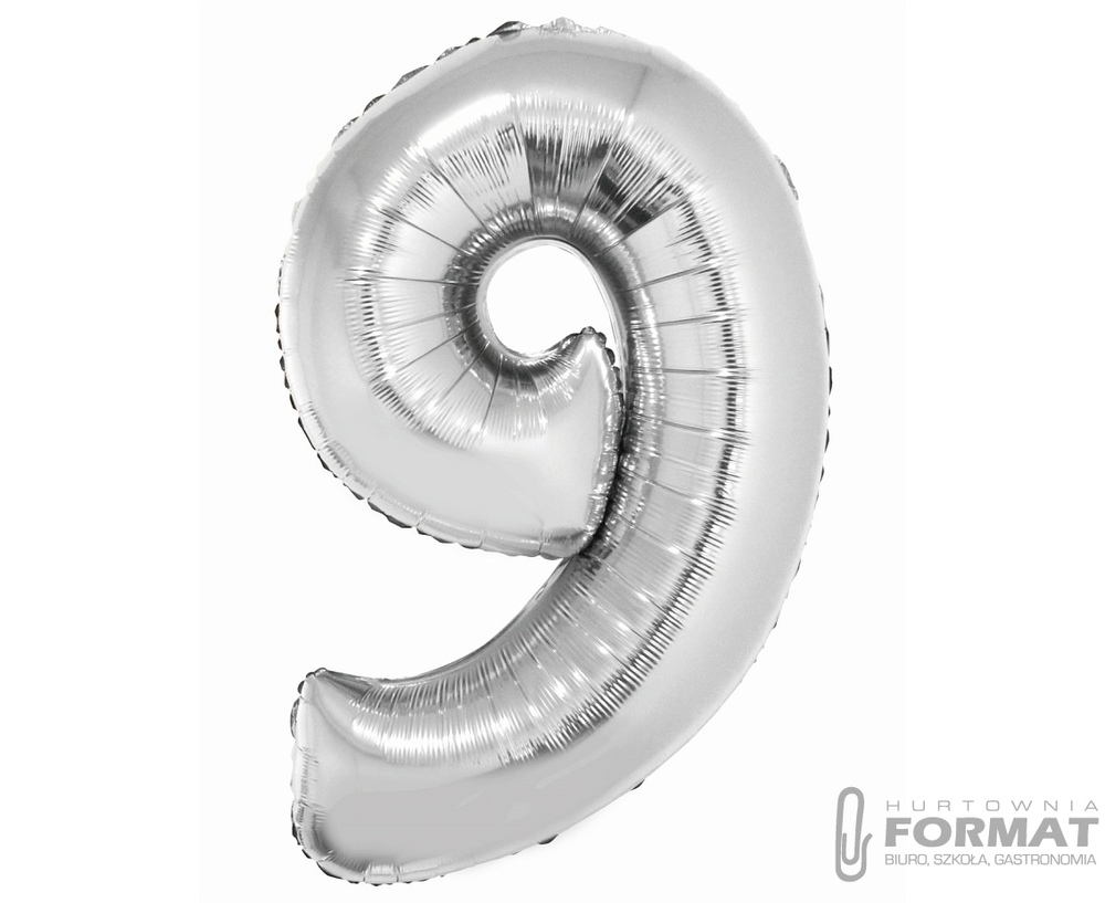 Balon foliowy Smart, Cyfra 9, srebrna, 76 cm 1