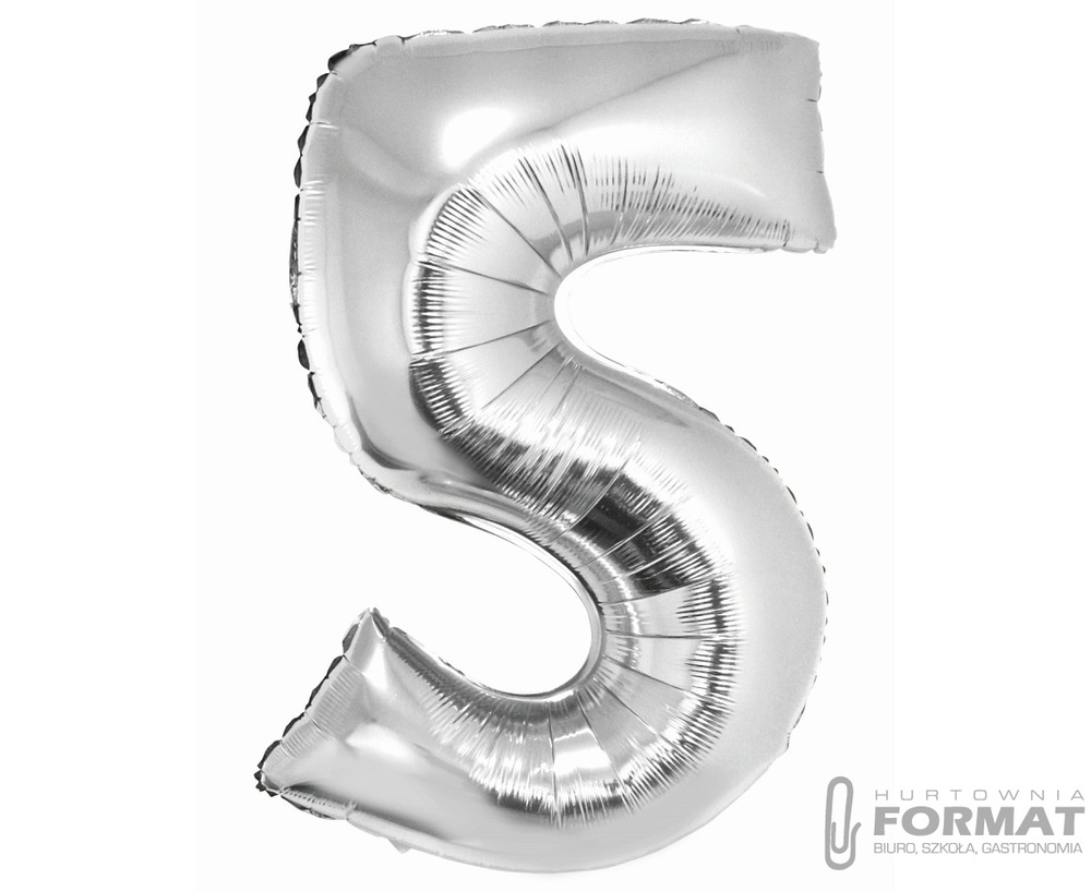 Balon foliowy Smart, Cyfra 5, srebrna, 76 cm 1
