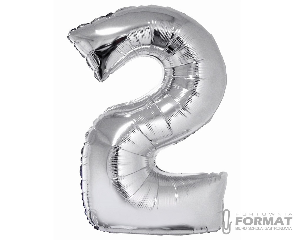 Balon foliowy Smart, Cyfra 2, srebrna, 76 cm 1