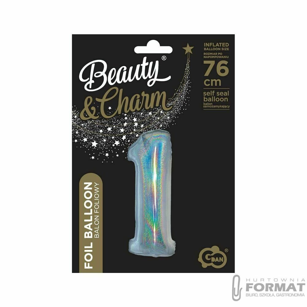 Balon foliowy Cyfra 1, holograficzna srebrna 1