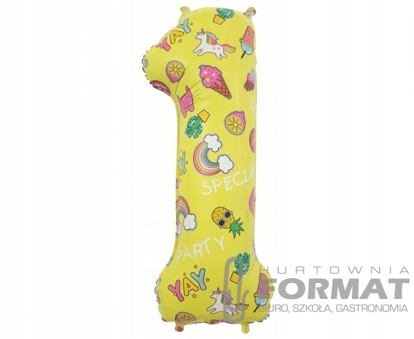 Balon foliowy CYFRA 1, obrazki, 78 cm 1