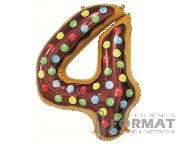 Balon foliowy CYFRA 4, ciasteczko - 78 cm 1