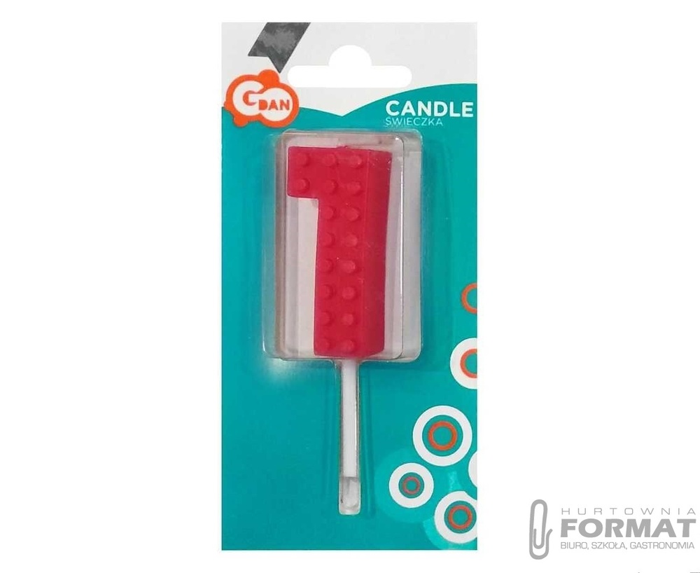 Świeczka urodzinowa Klocki Cyfra 1, 5.5 cm 1