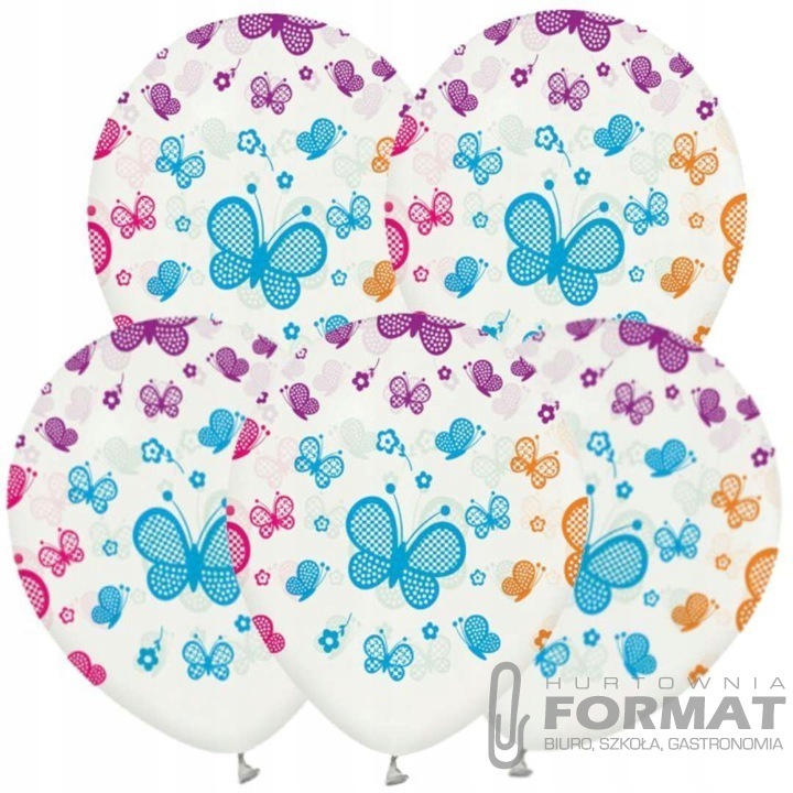 Balony KOLOROWE MOTYLE - 5 szt. 12" 1